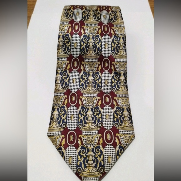 Christian Dior CRAVATE Mens Gold, Yellow, maroon 100% Silk Neck Tie 58" x 4" - Picture 6 of 11